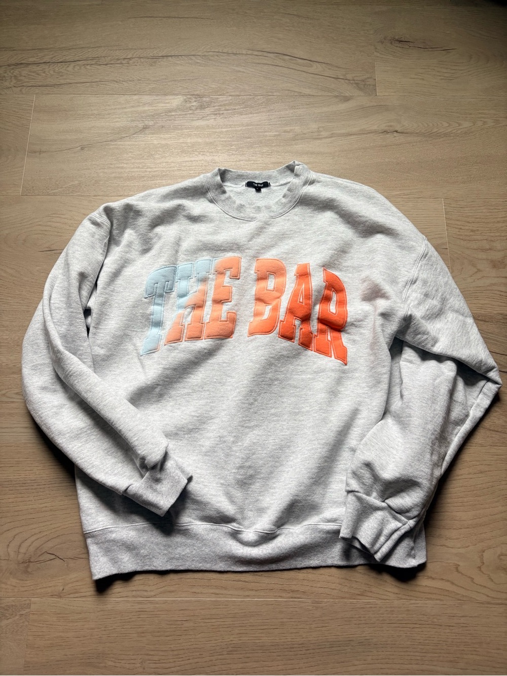 The Bar Gray Crewneck Sweatshirt with Two-Tone 'THE BAR' Sz L